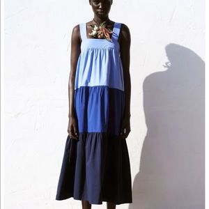 Zara blue tiered dress